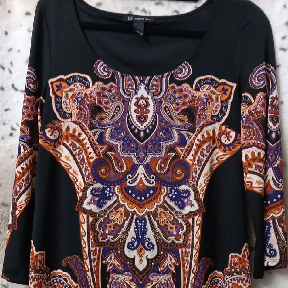 INC International Concepts Purple & Orange Boho Dress